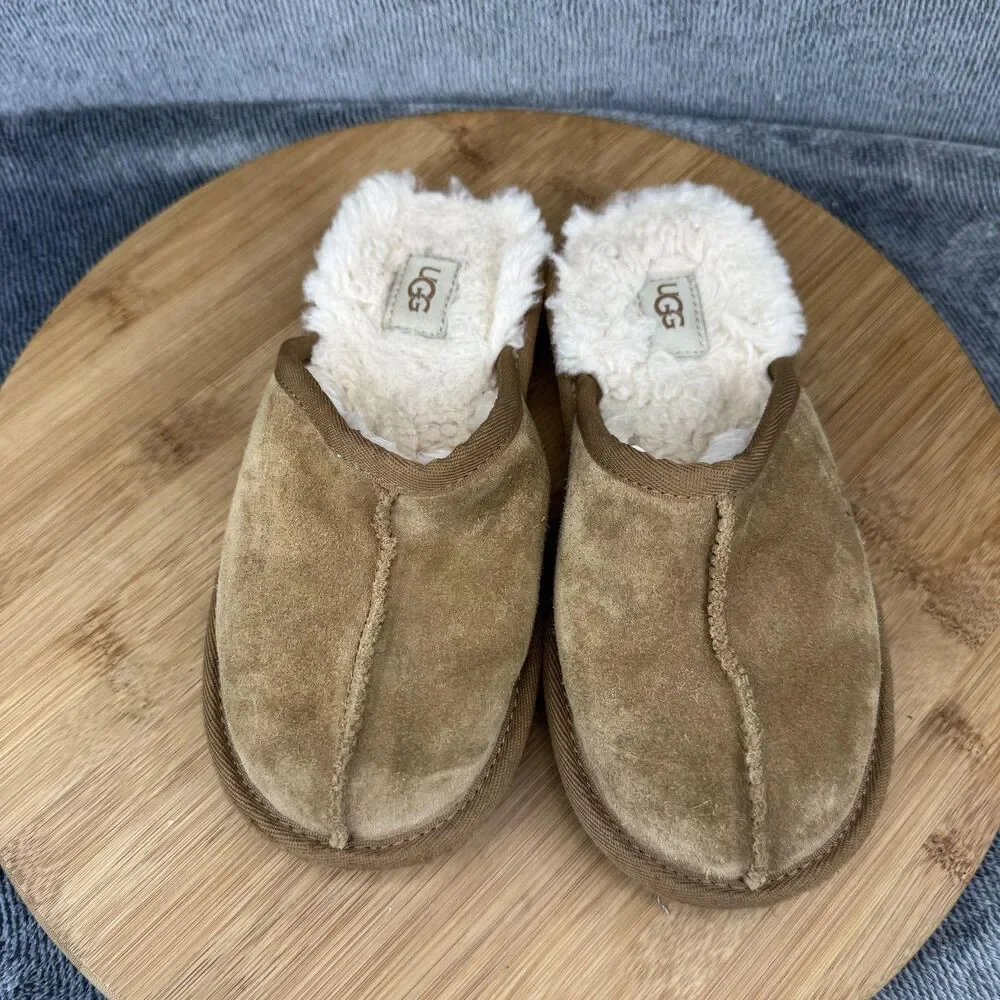 UGG Slippers Shoes Kids Size 13 Chestnut Suede Shearling Lined Slip-On Mule